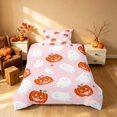 thumbnail image 2 of Homewish Ghost Pumpkin Twin Duvet Cover for Girls, Happy Halloween Themed Twin Bedding, Pink Orange White, Pink Reversible 2pcs, 1 Duvet Cover and 1 Pillowcase, 2 of 5
