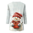 thumbnail image 5 of Christmas Shirts for Women Round Neck 3/4 Length Sleeve T Shirt Cute Glitter Xmas Tree Printed Holiday Pullover Merry Christmas Party Fashion Elbow Sleeve Clothing, 5 of 5