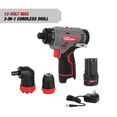 thumbnail image 2 of Hyper Tough 12V Max* 3-in-1 Multi-Head Power Drill Set with 1.5Ah Battery and Charger with Hyper Tough 100-Piece Drill and Drive Tool Set in Click Fit? Case Bundle, 2 of 4