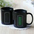 thumbnail image 3 of Battery Meter Heat Changing Ceramic Mug - Magic Color-Change Coffee/Tea Cup, Heat-Sensitive Temperature-Reactive Mug, Creative Gift for Mom Dad Men Women, Office Home Drinkware, 3.74*3.14in, Black, 3 of 7