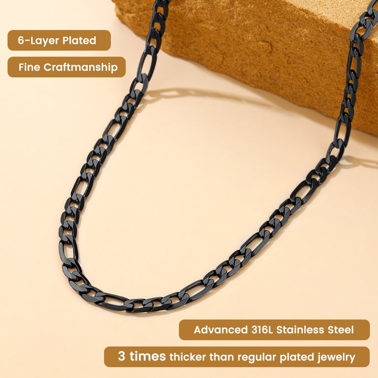 Suplight Figaro Chain Necklace, Black Stainless Steel photo 4
