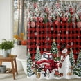 thumbnail image 3 of Shower Curtain 72"W x 72"L Snowman Christmas Trees Pine Leaves Plaid Fabric Shower Curtains Set with Hooks Water Repellent Bathroom Curtains Machine Washable Bathroom Accessories, 3 of 9