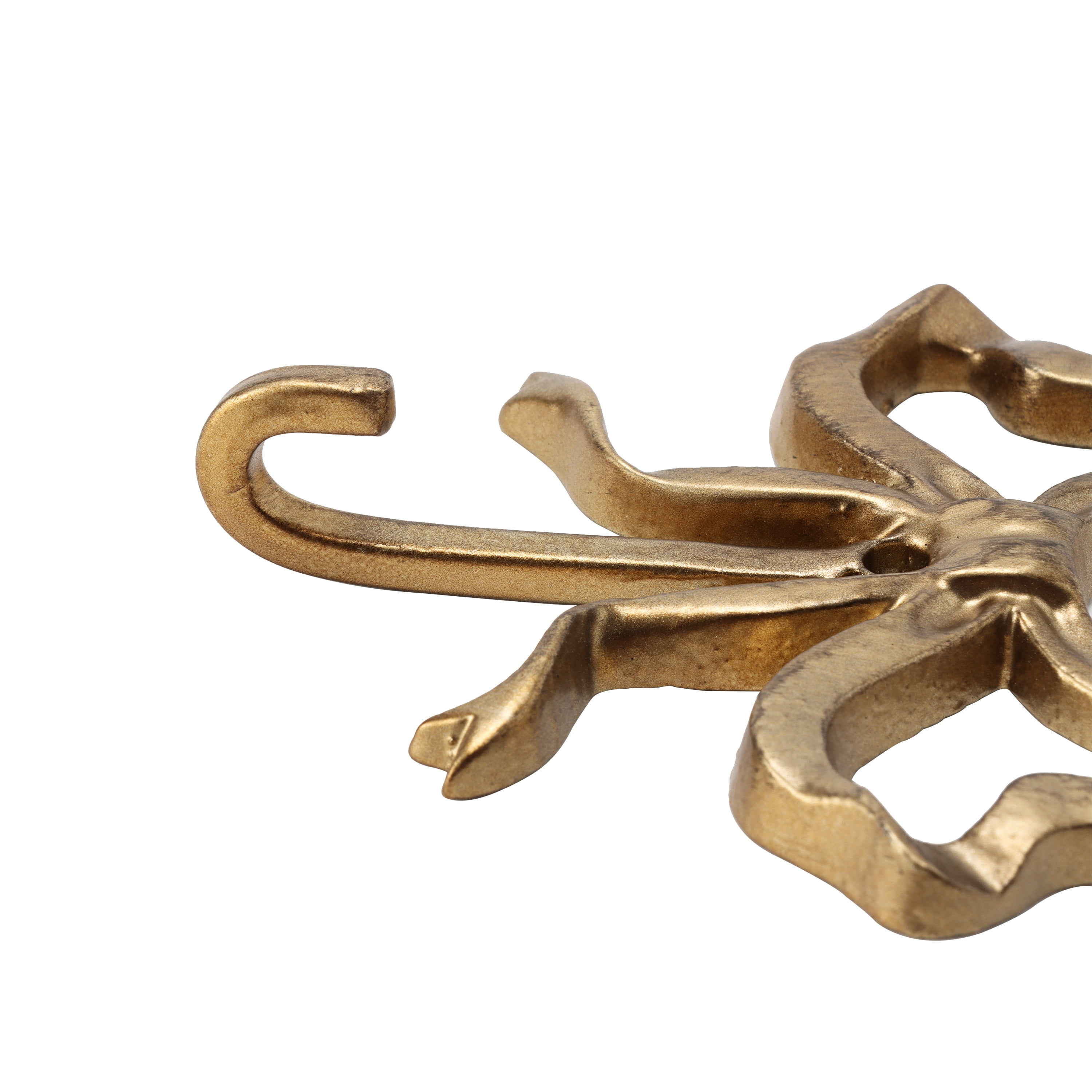 Home Decor Collection Sterling & Noble Home Gold Cast Iron Bow Design 3 PC Indoor Wall Hooks