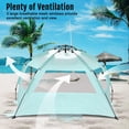 thumbnail image 4 of WhiteFang Deluxe XL Pop Up Beach Tent refugio para 3-4 personas, protección UV, piso extensible con 3 ventanas de ventilación más bolsa de transporte, estacas y líneas tensoras (verde menta), 4 of 5