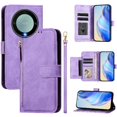 thumbnail image 4 of Funda para Honor X9A 5G con cremallera tipo cartera, tarjetero, marco de fotos, soporte y cordón, de piel sintética. morado, 4 of 5