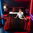 thumbnail image 3 of meiyoeat Modern Red Striped Twin Comforter Sets, Luxury Dark Gradient Bedding Set for Boys, Red, Black Reversible 2-Piece, 1 Comforter and 1 Pillowcase, 3 of 6