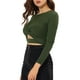 thumbnail image 4 of INSPIRAR CHIC Top Brillante de Mujer con Torcido Ajustado de Manga Larga y Corte para Fiesta, Crop Sparkly Talla XS Verde Ejército, 4 of 7