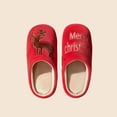 thumbnail image 5 of Zylanna Girls Slip‑On House Slippers, Slip‑Resistant Plush with Embroidered Motif Loose Fit Warm Festive Holiday Indoor Footwear Red, 5 of 5