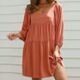 thumbnail image 5 of qolati Summer Dresses for Women 2025 Long Sleeve Beach Mini Dresses Loose Fit Square Neck Casual Flowy A Line Short Dress Spring Outfits, 5 of 6