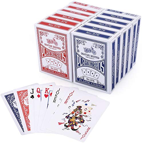 LotFancy Playing Cards, Index Standard de la Taille du Poker, 12 Jeux de Cartes (6 Bleus et 6 Rouges), pour Blackjack, Eucre, Jeu de Cartes Canasta, Qualité Casino