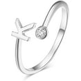 thumbnail image 1 of HAHDAXIA Bague Mi-Doigt Ouverte Ajustable Plaquée Argent Initiale 26 Alphabet Délicate Incrustée de Cristal Bijoux, 1 of 7