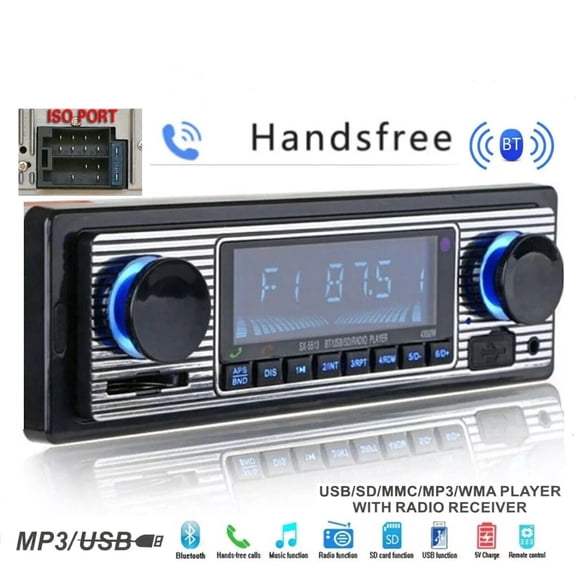 Vintage Car FM Radio MP3 Player Bluetooth Classic Stereo Audio Receiver AUX