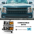thumbnail image 6 of Headlights for 2014-2015 Chevy Silverado 1500 Chrome Black Headlamps LH&RH Pair, 6 of 22