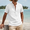 thumbnail image 6 of hotojiny Men's Casual Henley Shirt Breathable Short Sleeve Shirt for Mens Summer Beach T-Shirts Vacation Outfit, 6 of 7