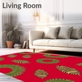 thumbnail image 2 of ODIKA 6'x9' Machine Washable Non-Slip Area Rug, Pinecone Wreath Design Christmas Base Protector with Natural High Traffic Rug, Red, 632154, 2 of 7