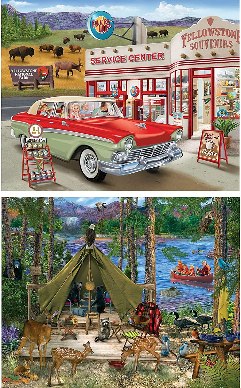 Bits and Pieces 4-in-1 Multi-Pack Jigsaw Puzzles Bigelow Illustrations 300 Piece 4-Pack 16" x 20"