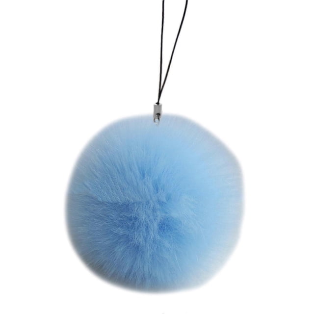 Furry Ball Nyckelring Vintage Nyckelring Charm Färgglad Nyckelkedja Tillbehör Handväska Dekoration Lätt Telefonhänge Ljusblå