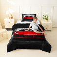 thumbnail image 2 of Castle Fairy Modern Sports Car Twin Comforter Sets 3-Piece for Boys, Garage Entrance Art Bedding Set for Bedroom, Red Black,Black Reversible, 2 of 6