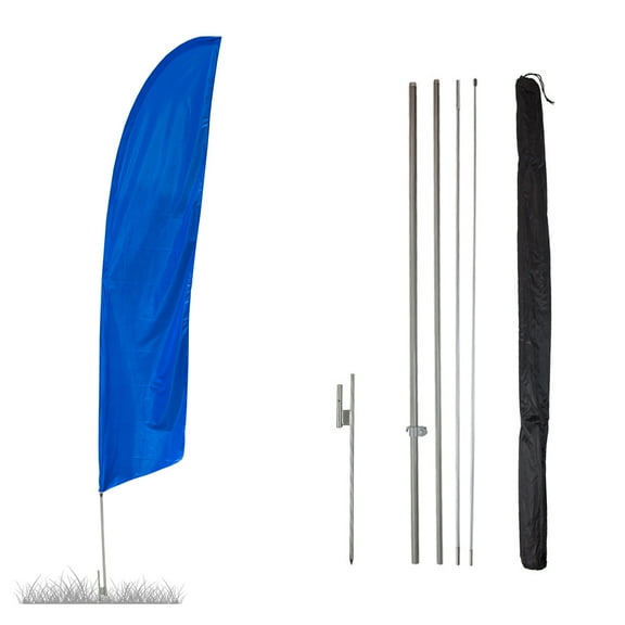 Vispronet - Royal Blue Feather Flag Kits - 13.5ft Flag Pole Set with Ground Stake