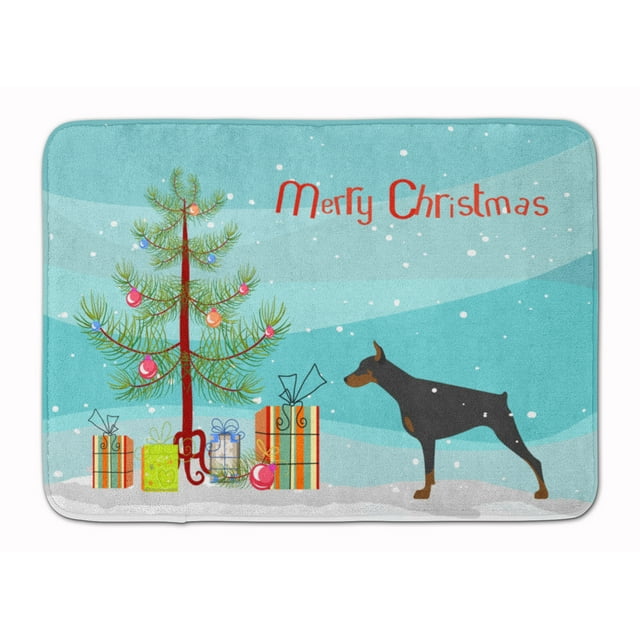 Carolines Treasures BB2978RUG Doberman Pinscher Merry Christmas Tree Machine Washable Memory Foam Mat