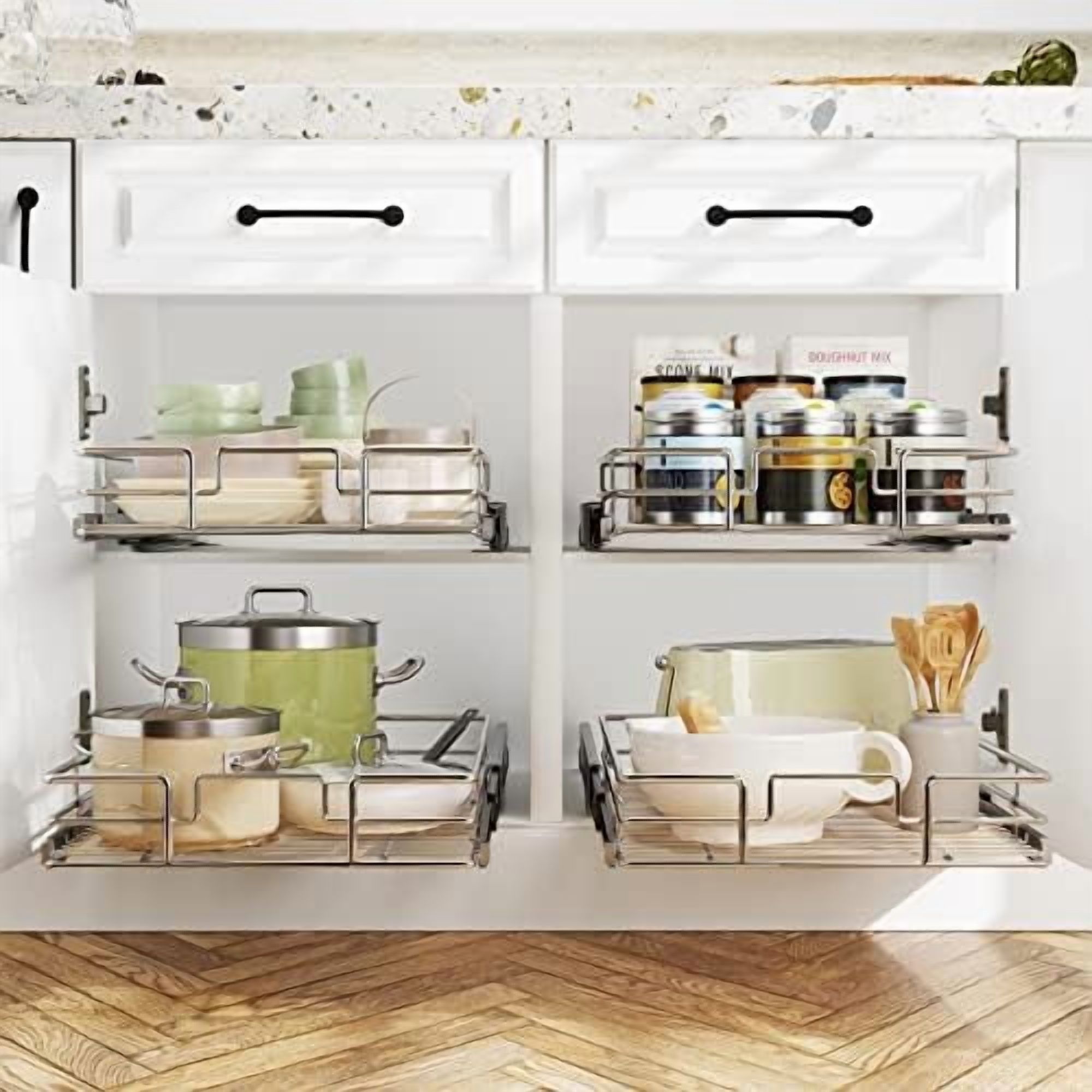 Pull-Out Cabinet Organizer Drawer - Sliding Storage Shelf For Kitchen, Pantry, Bathroom (31.5x21.5x9cm)