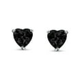 thumbnail image 2 of Bling Jewelry Womens Romantic 1CT Black CZ Cubic Zirconia Solitaire Heart Stud Earrings .925 Sterling Silver, 2 of 7
