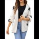 thumbnail image 2 of Suéter de Punto Tipo Cárdigan de Larga con Estampado de Copos de Nieve para Mujer, Abrigo Abierto por Delante. Crema M, 2 of 10