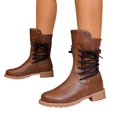thumbnail image 4 of KEVCHE Womens Heel Mid-Calf Boots for Fall Fashion, Side Lace-Up Block Low Heel Combat Riding Booties with Zipper Side, Stylish High Boots for Autumn Daily Wear, 4 of 4