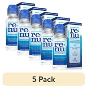 (5 pack) Renu Contact Lens Solution, Advanced Formula Triple Disinfectant Contact Cleaning Solution–From Bausch + Lomb – 2 fl oz (60 mL)