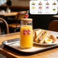 thumbnail image 1 of YYV Gobelet d'Eau en Verre 450 ml avec Couvercle et Paille en Verre 15,2 oz Gobelet à Boisson Réutilisable en Borosilicate Gobelet Détachable avec Accent Papillon Résistant aux Fuites Portable pour Café et Boisson Froide pour Bureau, 1 of 7