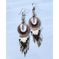 thumbnail image 4 of Round Circle with Hole Silk Thread Long Beaded Metal Dangles Earrings - Women Fashion Handmade Jewelry Boho Accessories, 4 of 4