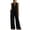 Black, variant on Halter Jumpsuits for Women Dressy V-Neck Sleeveless Backless Wide Leg Business Outfit Casual Loose Rompers with Pockets White S