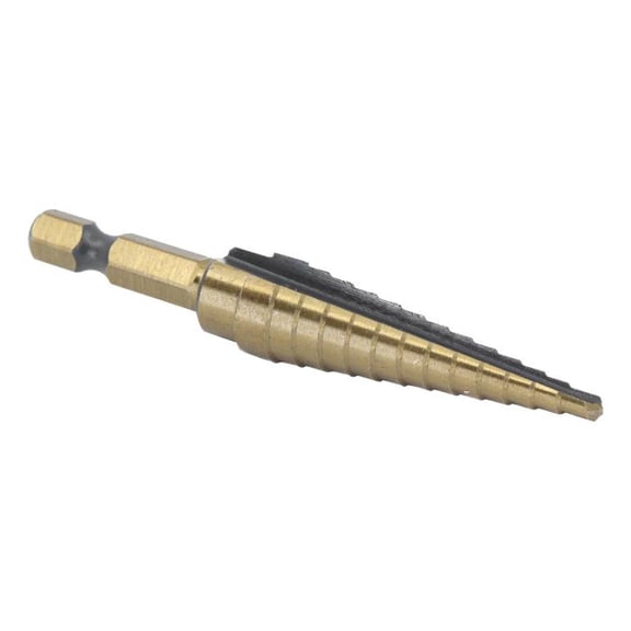 Drill America #1 HSS Black & Gold Quick Change Hex Shank Step Drill Bit (1/8"- 1/2 by 1/32")