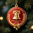 thumbnail image 4 of USA 250th Anniversary Bell Ornament - 3D Red & Gold Commemorative Hanging Decor, Elegant Doorbell for Patriotic Holidays, Christmas Tree, Collectors Gift, Enamel Crafted Detailing(1pc), 4 of 5