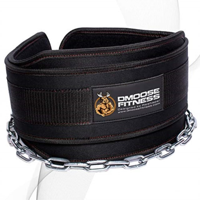 dmoose fitness premium dip belt with chain 36" heavy duty steel chain, comfort fit neoprene