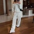 thumbnail image 3 of WULMLEO Women's 2 Piece Sets Polka Dots One Shoulder Loose Sweatshirt and Wide Leg Sweatpants Outfits 2026 Casual Trendy Suit Outfits White S, 3 of 6