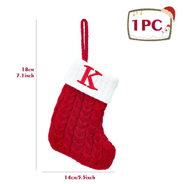 Calcetines de punto con letras de copo de nieve para decoración del hogar, adorno de árbol de Navidad, regalo, 2023, 2024