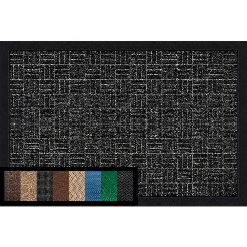 Large Outdoor Door Mats Rubber Shoes 36" x 24" Heavy Duty Low Profile Rug for Front Door