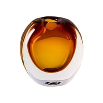 Hand-Blown Glass Amber & Clear Rounded Bud Vase, Pack of 1