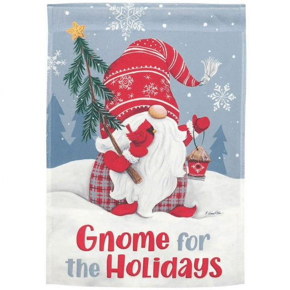 Magnolia Gardens M080127 13 x 18 in. Gnome for The Holidays Print Garden Flag