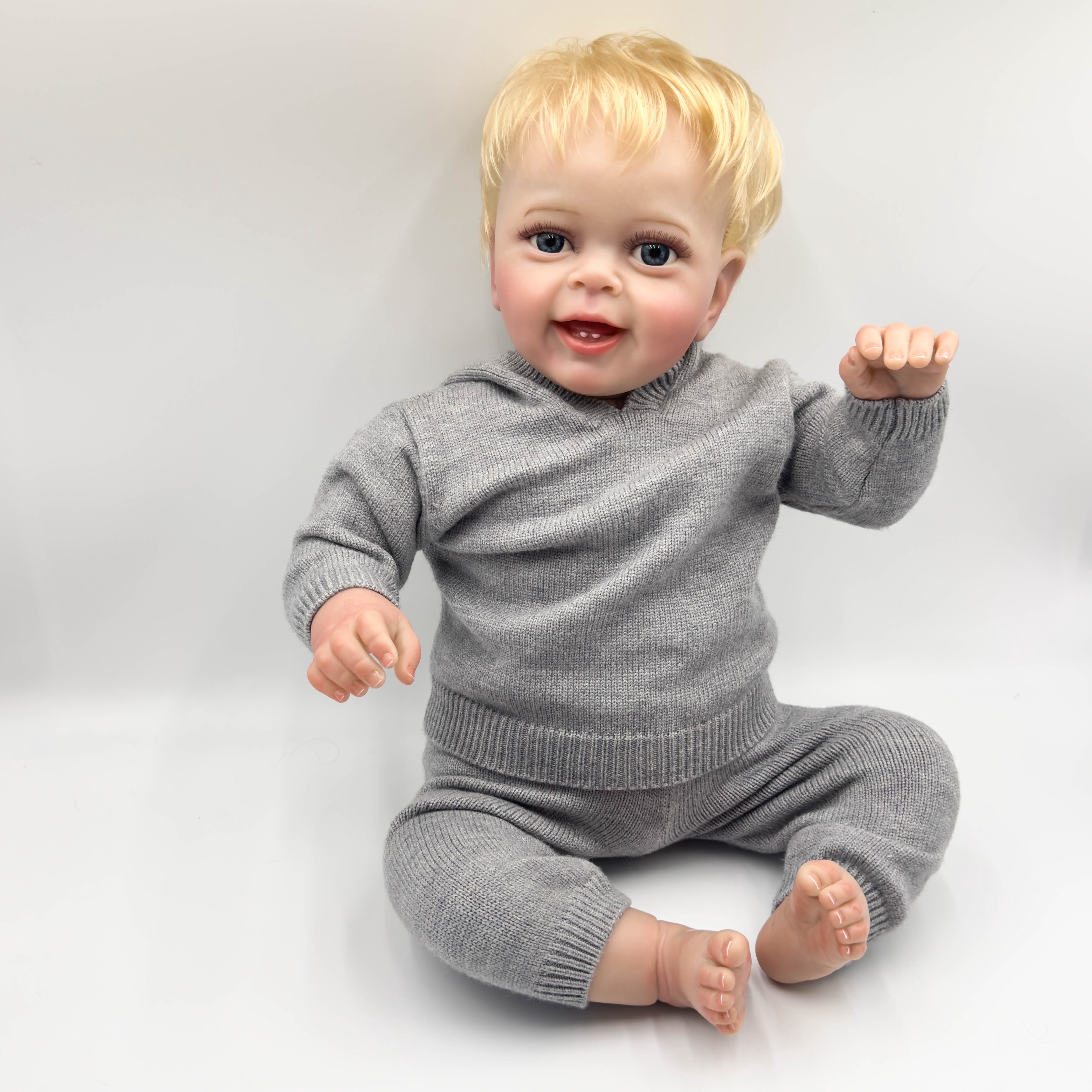 iCradle Finished Handmade 24 Inch 58cm Reborn Toddlers Boys Doll Realistic Baby Boy Doll Soft Vinyl Newborn Baby Dolls That Look Real Life Reborn Baby Doll Xmas Birthday Gift for Kids Age 3+