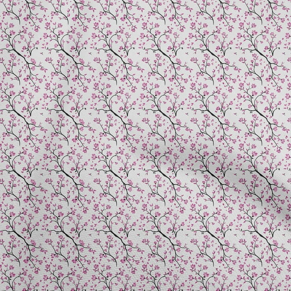 oneOone Cotton Cambric White Fabric Watercolor Floral Dress Material Fabric Print Fabric By The Yard 42 Inch Wide