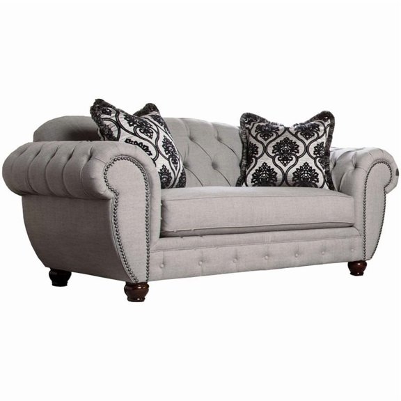 Furniture of America Isabella Tufted Fabric Loveseat in Gray