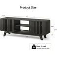 thumbnail image 2 of ONBRILL 63-Inch TV Stand for TVs up to 75 Inch, Mid-Century Modern Television Stand with Power Outlet， Entertainment Center with Sliding Grille Door Cabinets and Open Shelves for Living Room, Black, 2 of 17