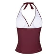 thumbnail image 3 of Hilor Women's Plunging V Neck Halter Swim Tops Shirred Tankini Top, 3 of 6