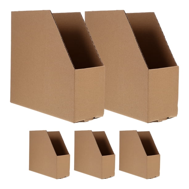 5 cajas de cartón corrugado de gran capacidad con diseño abierto para inventario, ideal para garajes, almacenes, oficinas y tiendas.