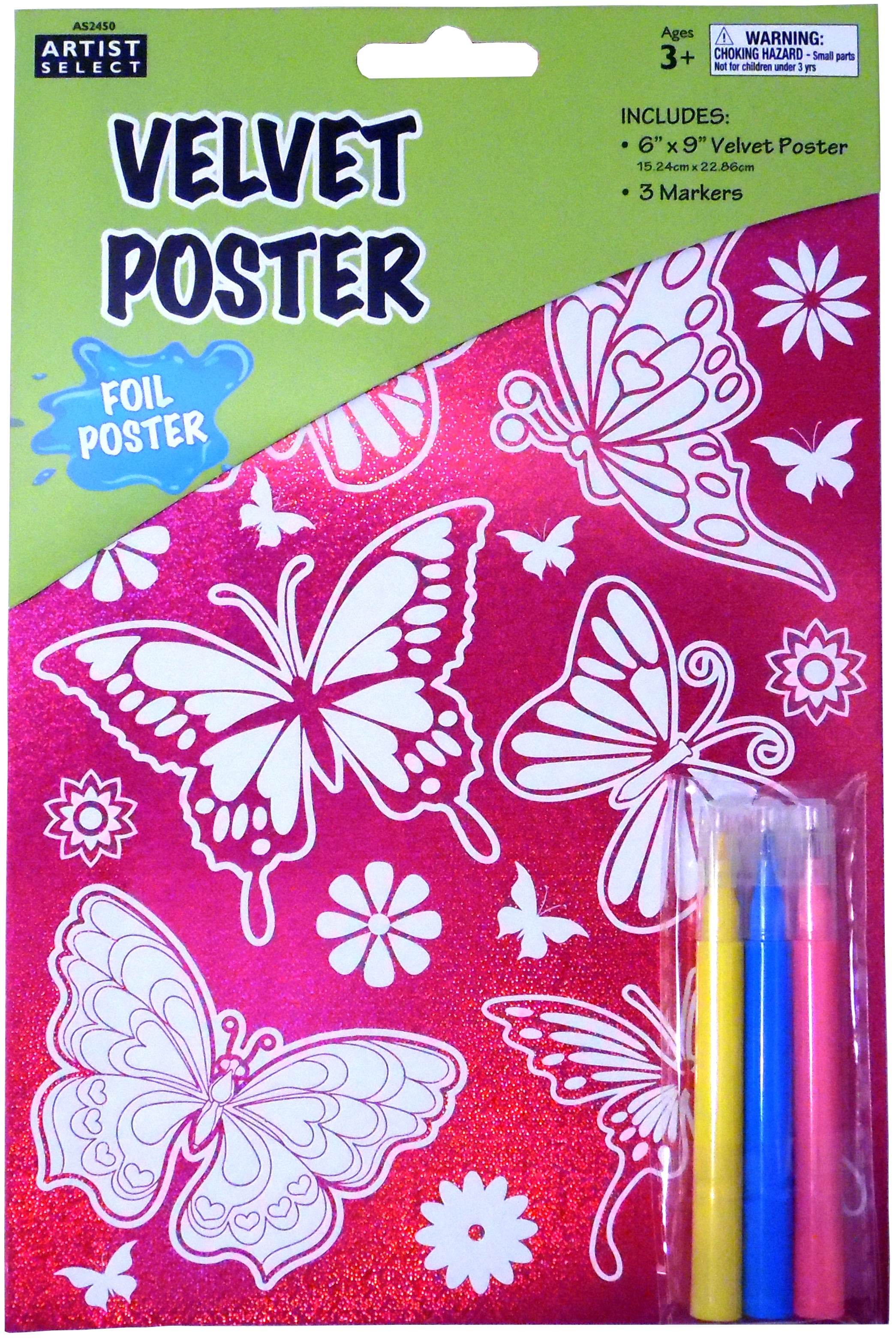 Artist Select Velvet Art Coloring Poster 6"X9"Butterflies