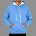 thumbnail image 6 of Men's Hoodies Sherpa Fleece Lined Sweatshirt Winter Casual Warm Drawstring Plain Hooded Pullover Sweater (M, Sky Blue #A), 6 of 7