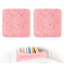 Triani 2Pcs Soft Fluffy Area Carpet with Non Skid Backing for Girls Back to School Stuff Square Plush Cushion Fluffy Area Rug School Locker Rugs Accessories(Pink)