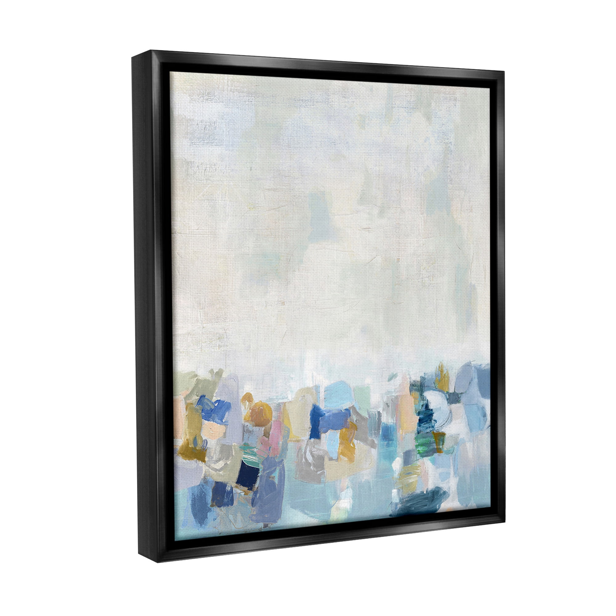 Stupell Industries Modern Blue Landscape Abstract Painting Black Floater Framed Canvas Art Print Wall Art, 17 x 21